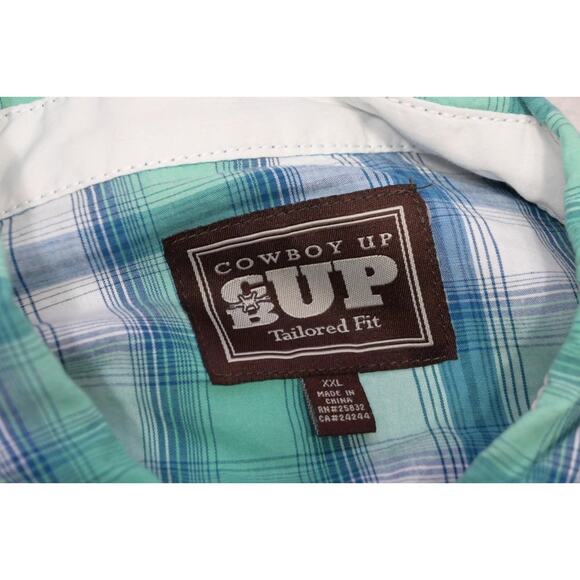 Cowboy Up Tailored Fit Western Pearl Snaps Plaid Cowboy Shirt Mens Sz 2XL XXL - Picture 10 of 12